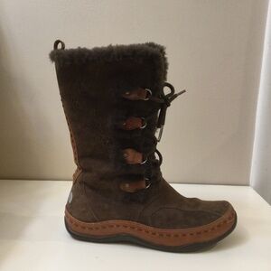 The North Face  Brown Suede Shearling Lace Up Winter Boots women’s size 9